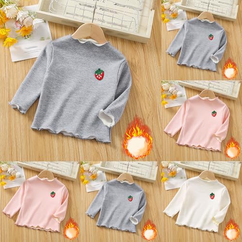 Girls Ruffle Long Sleeve T-Shirts Cute Strawberry Print Tee Tops Blouse for 1-5 Years2