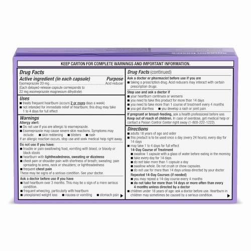 Amazon Basics Esomeprazole Magnesium Delayed Release Capsules, 20 mg, Acid Reducer, Heartburn Medicine, 42 Count (Previously Care) - image 8