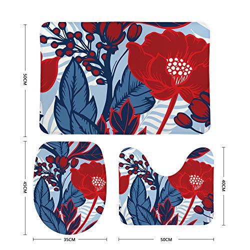 Ensemble tapis de bain en U antidérapant floral Ruchen - 3