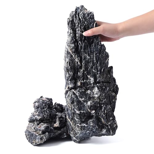FISCAPE 14-16 Inches Natural Seiryu Stone 2 PCS Ultra Large Aquarium Rocks for Aquascaping, Aquarium Landscaping, Terrariums, Fish Tank Decoration, Vivariums, Paludarium, Amphibian Enclosures