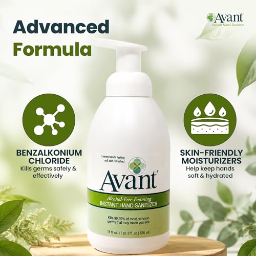 Image of Avant Alcohol Free Foaming Hand Sanitizer, 18oz Bottle, 6-Pack bulk refill