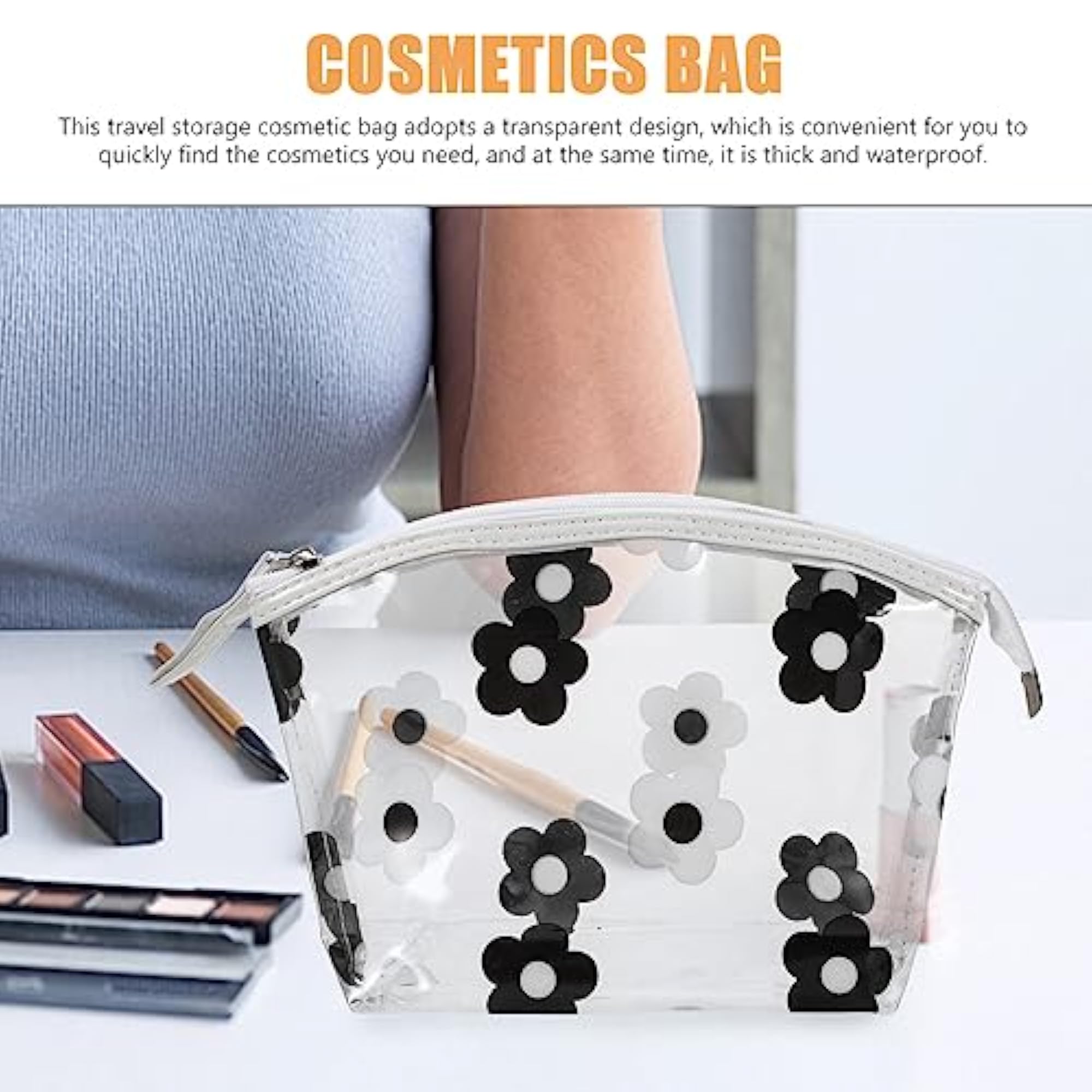 Plastic Travel Makeup Cosmetic Bag, Portable Storage Pouch