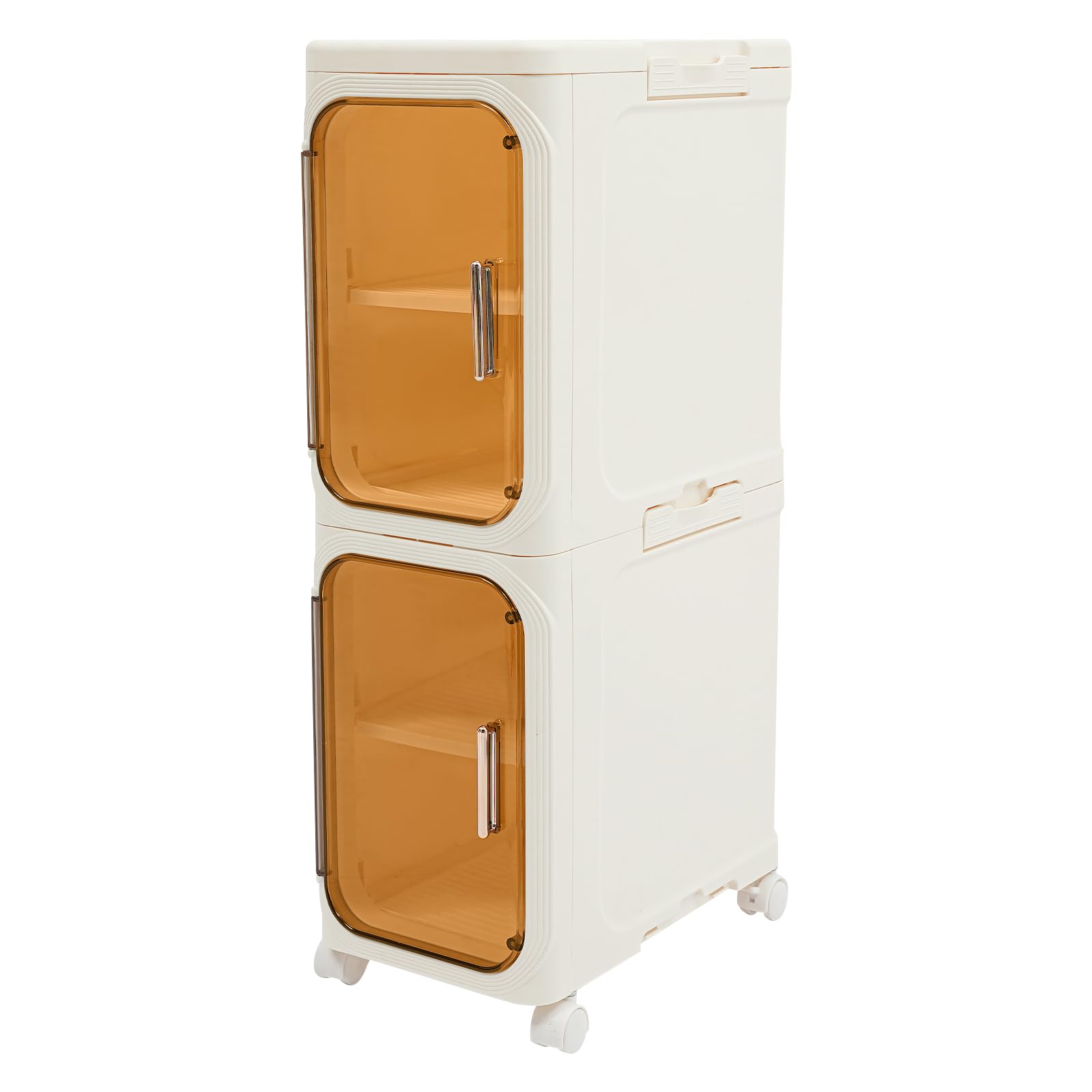 Armoire de niche étroite à 5 compartiments avec compartiments et roulettes, en plastique, peu encombrante, empilable, pour petites salles de bains, 21 x 34 x 157 cm