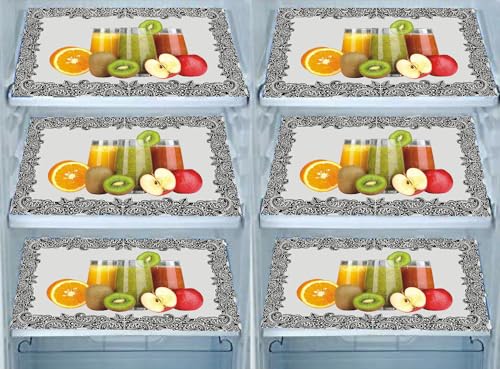 Image of DakshyaIndustries Pack of 6 PVC Printed Fridge Mat /Refrigerator Mat (Blue)