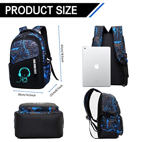 Backpack for Boys, 15.6 Laptop Backpack with USB Charging Port, Bookbag for School3