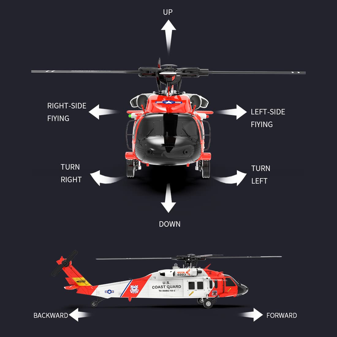 UH60-Black-Hawk RC Helikopter für Erwachsene, YUXIANG F09-S 2.4G 6CH Bürstenlos 3D Shunt Outdoor Groß Ferngesteuert Hubschrauber, RC-Flugzeuge für Anfänger
