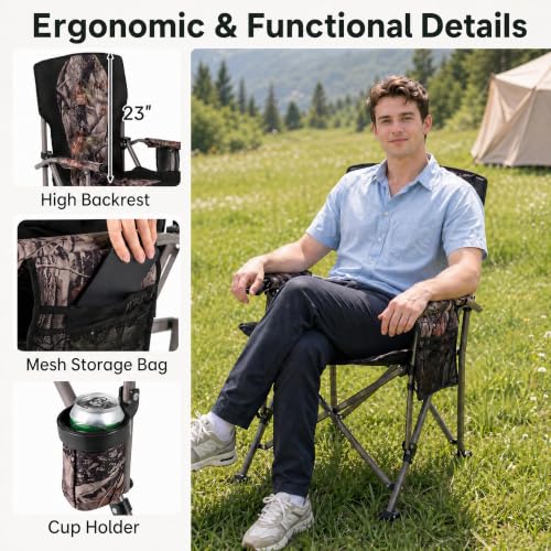 Goplus Silla Plegable para Caza, con Reposabrazos y Bolsa de Transporte, Soporta 400 lbs (Negro, 2 unidades) miniatura 6