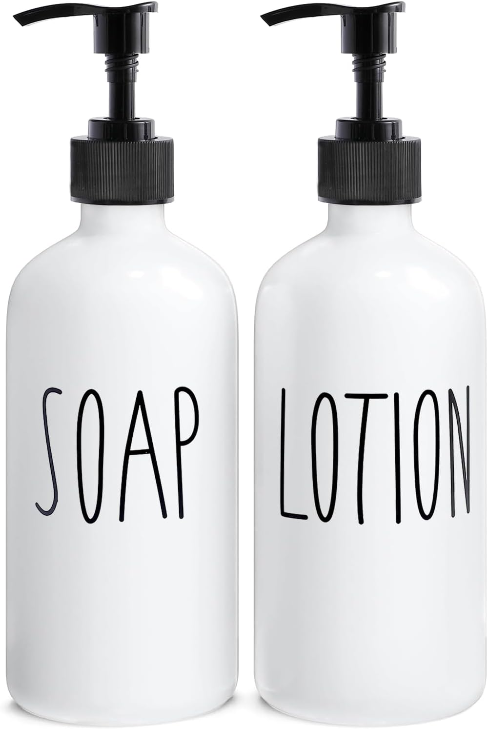 MOMEEMO White Soap Dispenser Bathroom Set, Contains Hand and Lotion Dispenser, Suitable for Bathroom Accessories Decor. (White)