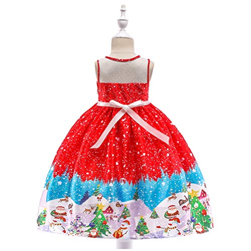 Amosfun Kerst Tutu Jurk Prinses Jurk Ronde hals Katoen Kerstmis Cosplay Fotografie Props Kerstvakantie Feestdecoratie voor Meisjes (Maat 140cm) - Afbeelding 7