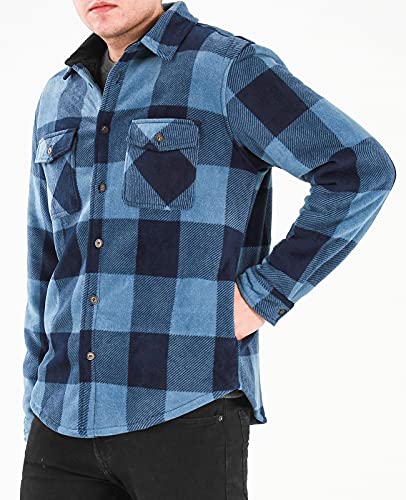 Image of Lisskolo Men's Warm Sherpa Flannel Shirt Jacket Heavy Fleece Lined Plaid Button Up Jackets