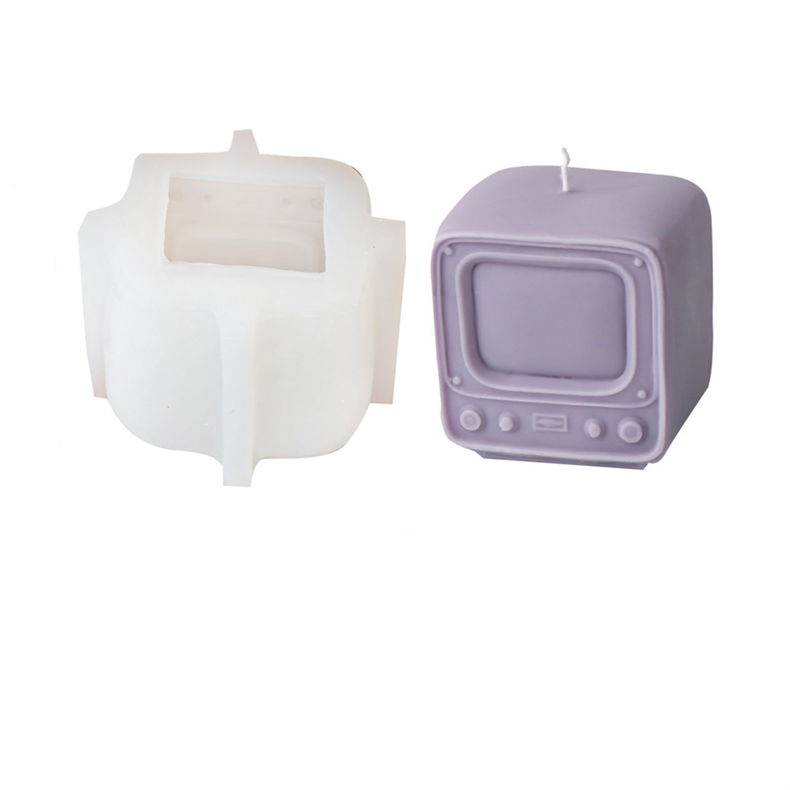 Moule silicone TV 3D pour bougie en cire de soja et décoration salon vintage