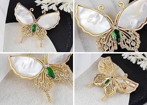 Image of Alilang Sparkling Zircon Seashell Butterfly Brooch Pin With Crystal Rhinestones For Wedding Party
