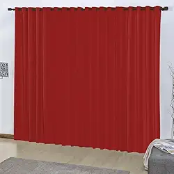 Cortina Oxford Premium em Poliéster, 2,80m x 1,80m, com Ilhós, Tecido Duplo, Moderna, para Sala e Quarto (Vermelho)
