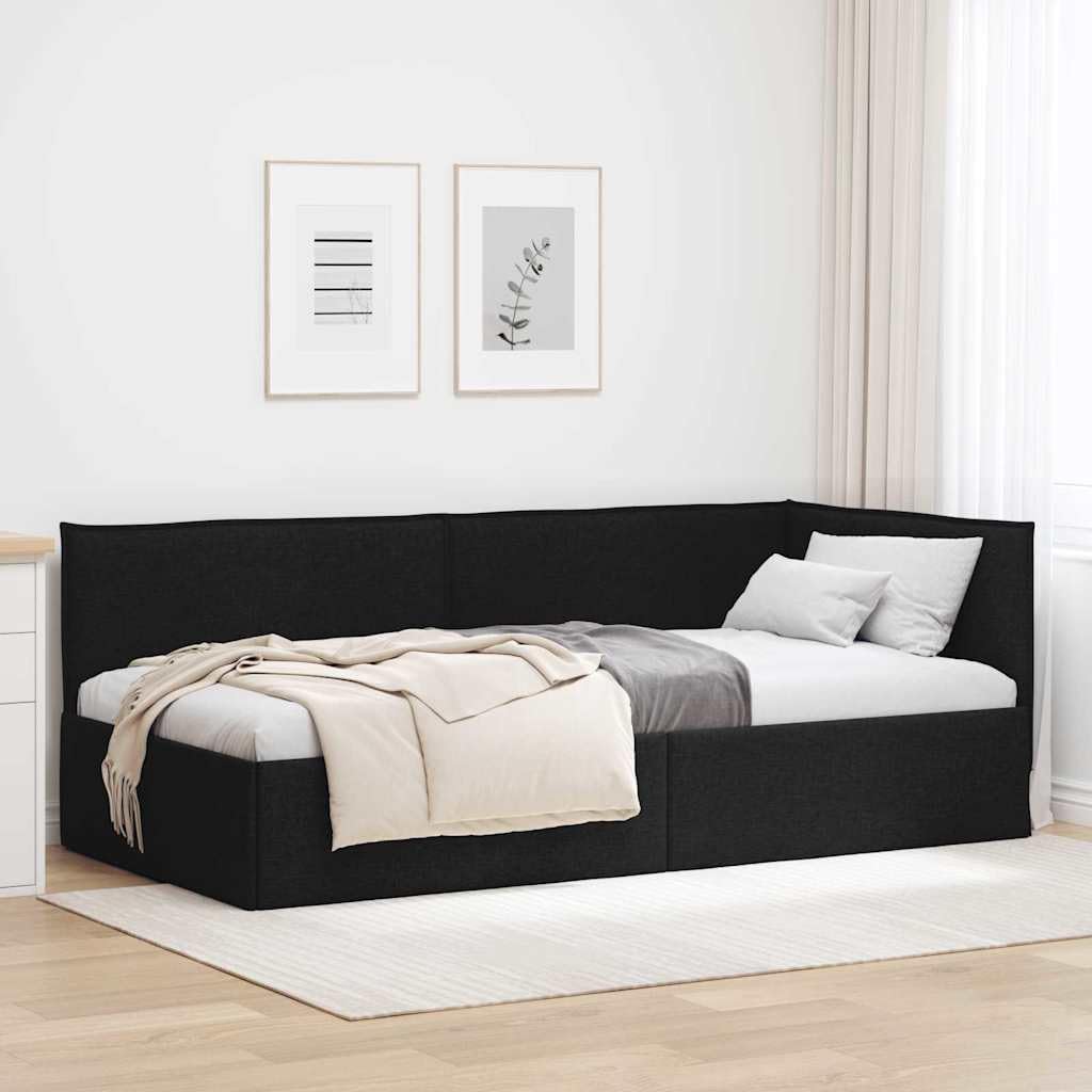 vidaXL Hoekbedframe met hoofdeinde Zwart 90 x 190 cm Stof