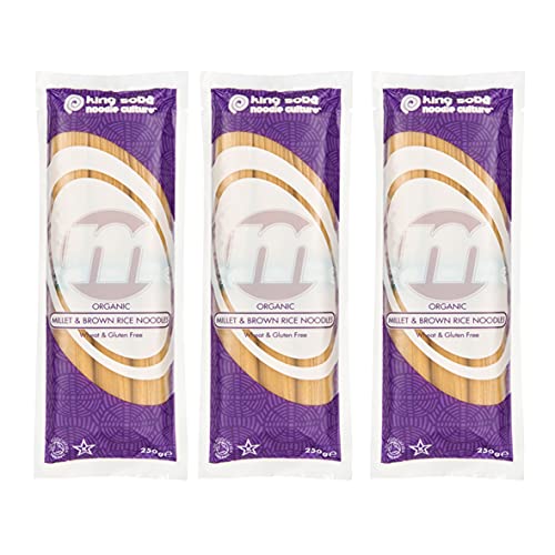 King Soba Organic & Gluten free Millet & Brown Rice Noodles 250g x 3 Pack