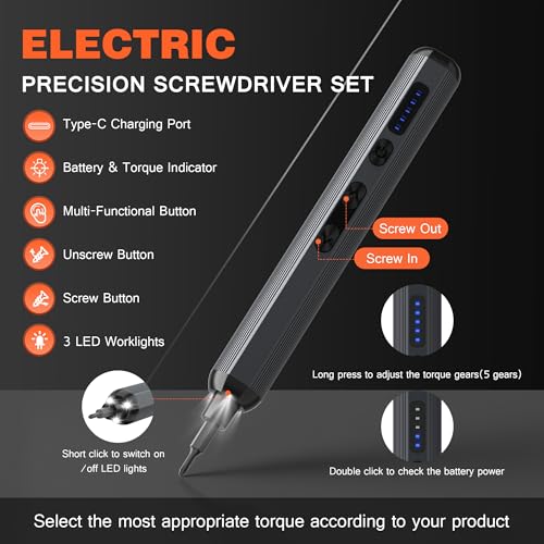 138-IN-1 Electric Screwdriver Set Cordless, Rechargeable Screw Driver with LED Light - image 6