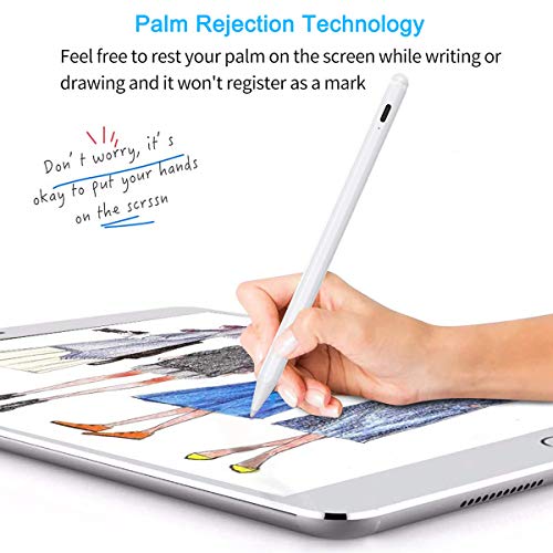 Stylus Pen for iPad Touch Screens, Digital Pencil Capacitive Pen 1.0mm Nib Active Stylus Pen with Palm Rejection for 2018-2020 Apple iPad Pro/Pro 3/6th/7th/Mini/Air Gen Precise Writing/Drawing