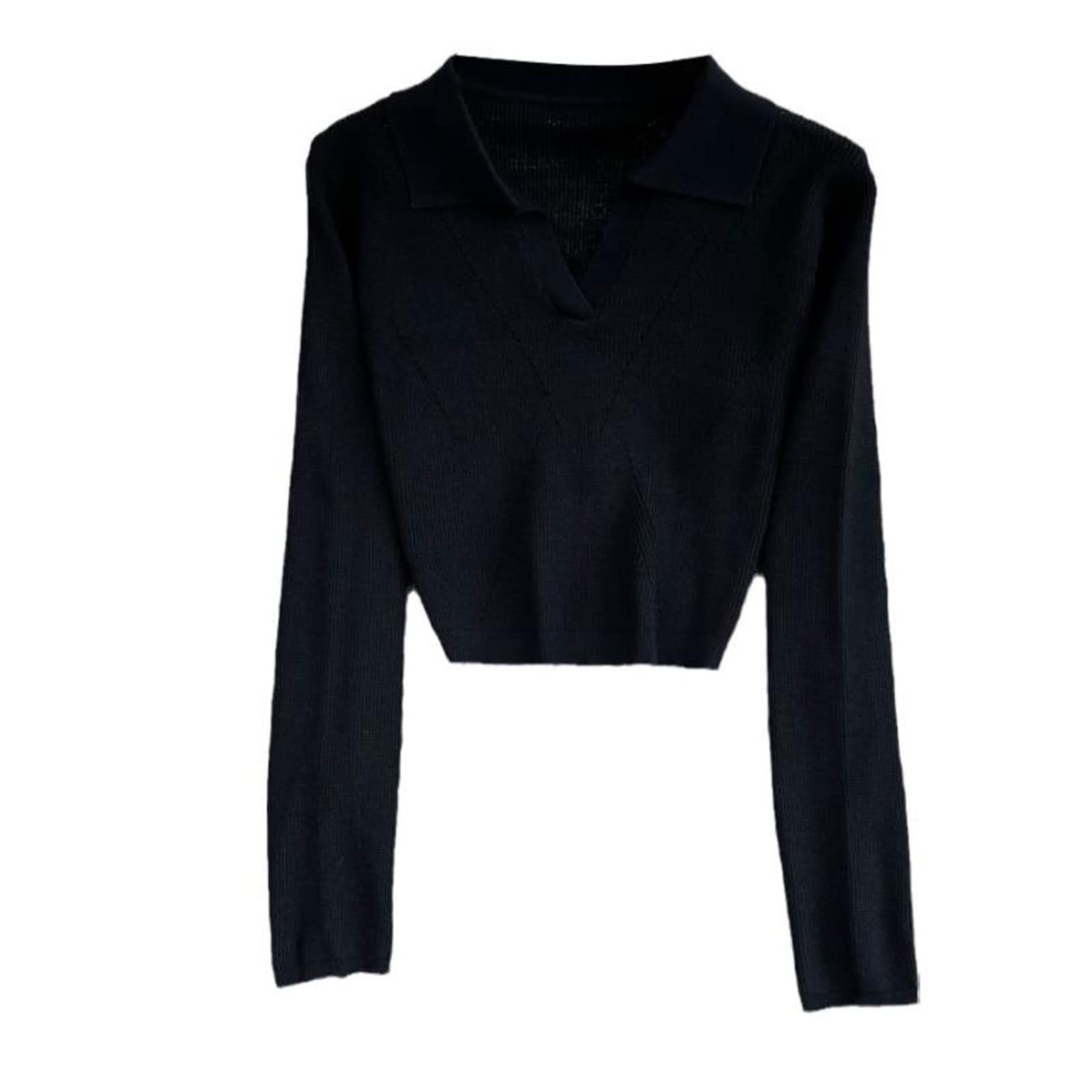 cotton long sleeve shirt women Woman Early Autumn Vintage Elegant High Waist Slim Fit Knitted Shirts Solid Long Sleeve Pullover Top Mujer