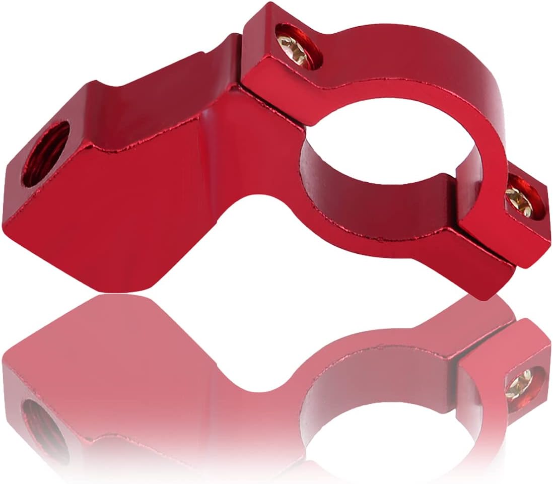 22mm 7/8" Motorcycle Rearview Mirror Mount, Keenso Universal Rear View Mirror Handlebar 10mm Adapter Bracket Holder Clamp (Red)