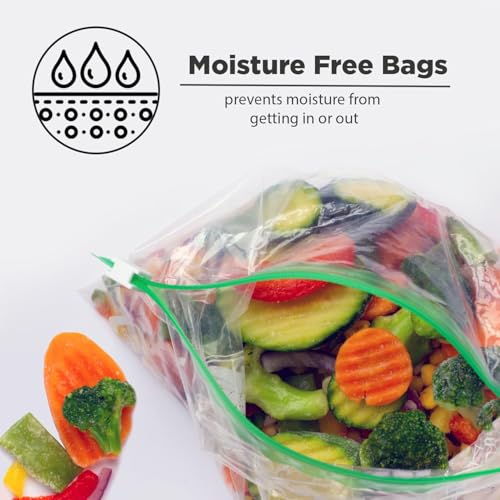 Image of 20 Pcs Heavy-Duty Reusable Zip lock Bags- 1500ml Large Zip Lock Pouch Food Storage Bags | Leakproof,Airtight Freezer Bags for Fruits,Vegetables,Snacks & Dry Fruits | BPA Free Ziplock Bags for Kitchen