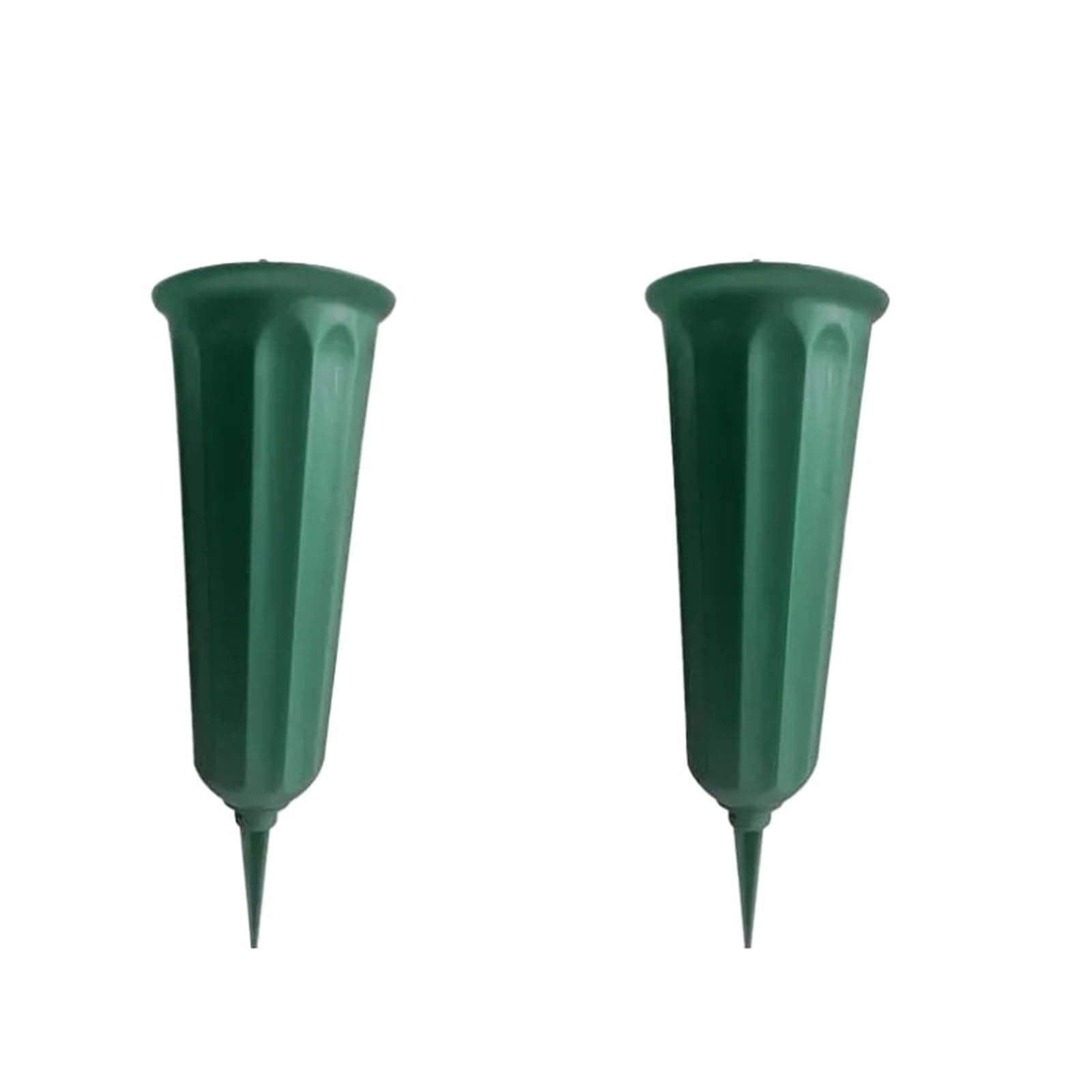 Grave Vase With Spikes Plastic Floral Holder Artificial Fresh Flowers Memorial Cemetery Decoration In Ground for cemetery(Green 2PCS)