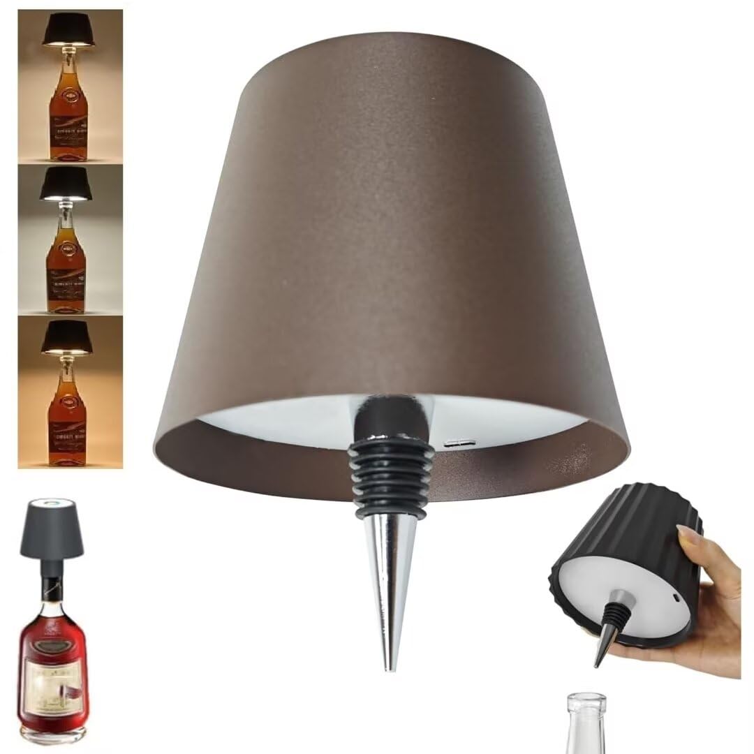Pridola Wireless Bottle Lamp, LED Wine Bottle Lamp, RGB/3 Color Stepless Dimming Pridola Bottle Lamp, Touch Control Wireless Bottle Lampshade, Rechargeable Wine Bottle Lights for Bars Restaurants