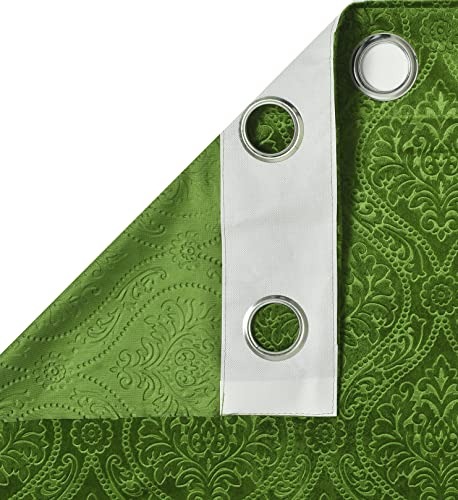 Image of Homefab India 2 Piece Velvet Window Curtains - 5 feet, Green