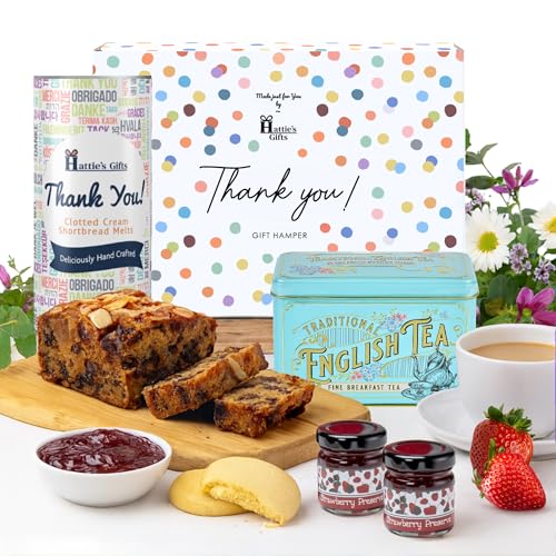 Afternoon Tea Thank You Hamper by Hattie’s Gifts - Vintage Victorian Tin, Fruit Cake, Shortbread & Preserves - Teacher Gift, Staff Thank You, Corporate Afternoon Tea Gift Set