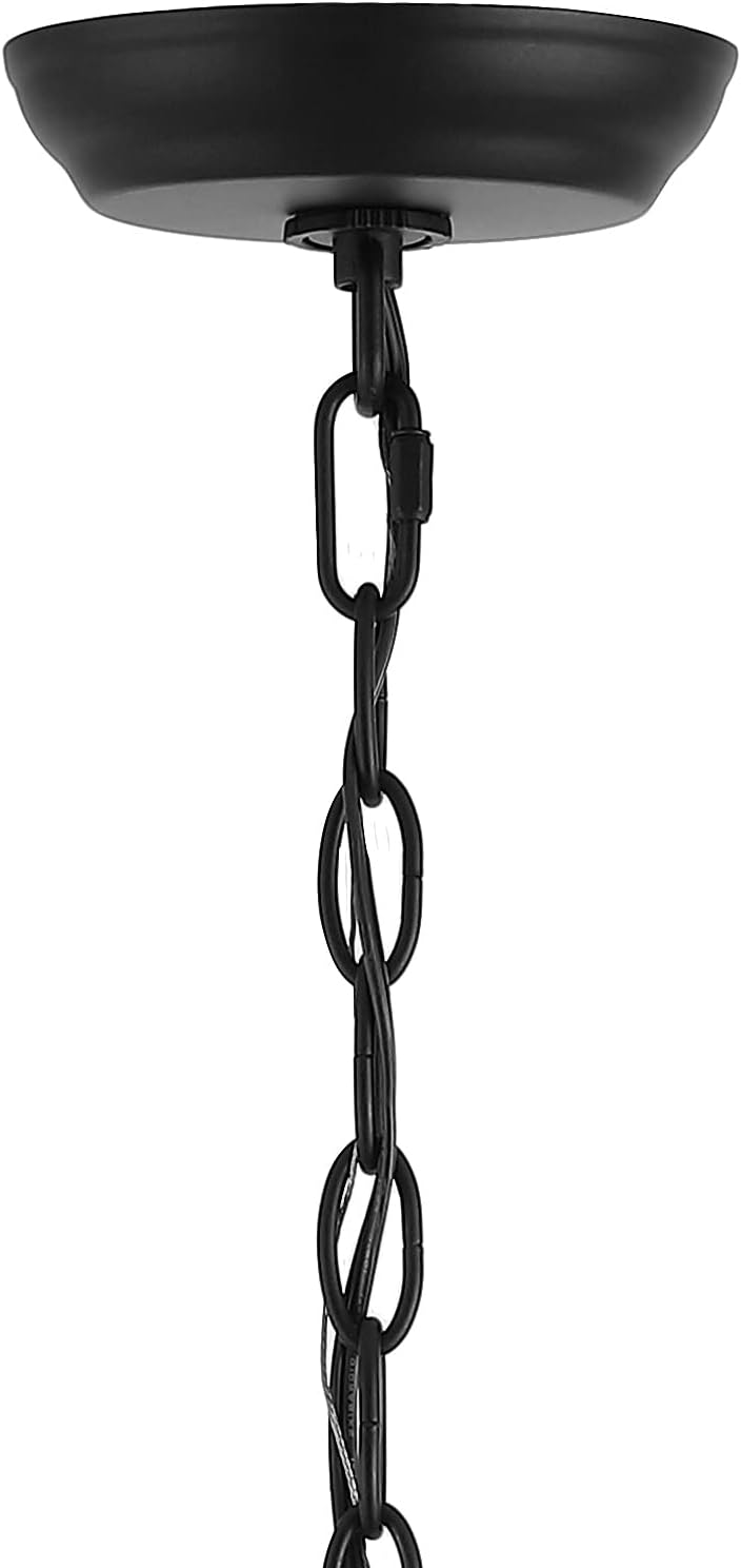 JONATHAN Y 28" Oil Rubbed Bronze 8-Light Wagon Wheel Chandelier, Classic Industrial Iron Ring Pendant for Dining Room, Kitchen, Foyer, Rustic Farmhouse Hanging Light, LED Bulbs Included JYL7496A