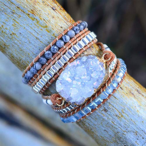 Image of Boho Wrap Bracelet for Women, Handmade Natural Imperial Jasper Multi-Layer Stone Beaded Bracelet, Bohemian Healing Crystal Stone Jewelry Gifts
