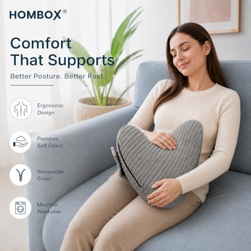 Image of HOMBOX Knee Pillow for Side Sleeper, Memory Foam, Sciatica and Hip Pain Relief, Ergonomic Design, Washable Cover, Grey, Pack of 1 (DIL Shape)