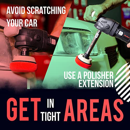 Maxshine Stainless Steel Rotary Extension Shaft Set, 2In, 3In, 5In, Fits 5/8 Backing Plate, 3 Piece Rotary Polisher Extender, Car Polishing And Angle Grinder Extension, Rotary Polisher Accessory #TOP4