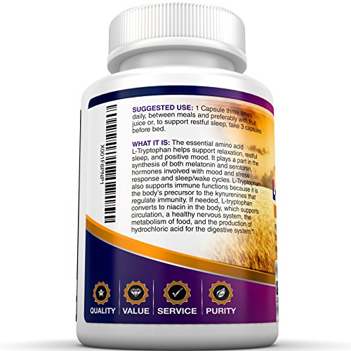 image for BRI Nutrition L-Tryptophan - Natural Sleep Aid Tryptophan Supplement t