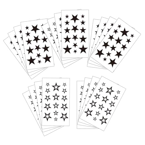 20 Sheet Star Temporary Tattoo, Realistic Small Black Fake Star Tattoo Sticker for Women Men, Cute Simple Temp Tatoo Hand Finger Wrist Arm Boy Girl Body Art Makeup