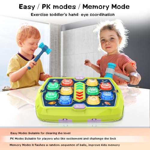 Image of Whack Game Mole Toys for 3 4 5 6 Year Old Boys, Pounding Toys for Age 3-8, 3 Modes & Light Interactive Toddlers Toy with 2 Hammer, Birthday Gifts for Toddler Boy Girl Age 3 4 5 6 7 8 9