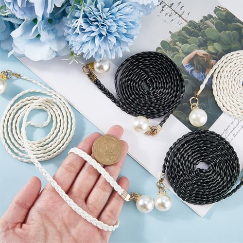 CRASPIRE 6Pcs Thin Braided Belt PU Leather 54.37 Inch Boho Knotted Waistband Rope Vintage Skinny Trendy Adjustable Tie Decorative Woven Waist Cord for Ladies Women Summer Skirt Dress Clothes3
