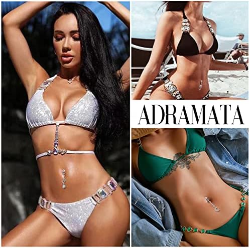 ADRAMATA 8Pcs Fake Belly Bars Surgical Steel Dangle Faux Belly Button Piercing CZ Moon Evil Eye Clip on Belly Button Bars Fake Pregnant Belly Bars Silver Belly Button Bars
