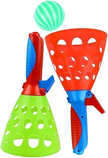 TOYANDONA and Catch Ball Games Click and Catch Toy Launcher Basket with Balls Hand Eye Coordination Ball Catching Cup Toy Indoor Backyard Games for Kids and Toddlers