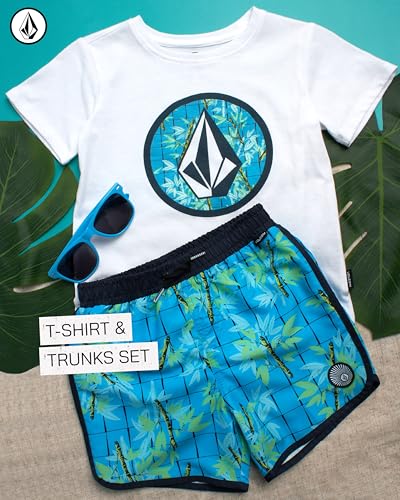 Volcom Baby Boys Swim Set - 2 Piece Short Sleeve Swim Shirt Graphic Tees & Board Shorts - Infant Toddler Little Boys Swimsuit3