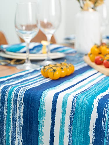 Outdoor & Indoor Table Runner - 14 X 72 Inch Rectangle Tabletop - Waterproof Wrinkle Free For Spring Summer Decorations, Picnics And Parties, Crayon Art (Ocean) #TOP5