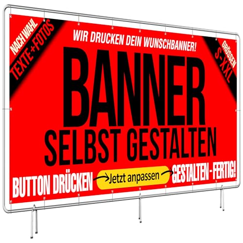 Dein Banner personalisiert mit Text/Logo/Foto | ideal für Aussenwerbung Hinweisschild Geburtstag Events Hochzeit Jubiläum Schulabschluss Werbebanner