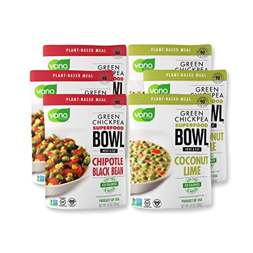 Vana Life's Foods 100% Natural Plant based SuperFood Bowl with Chipotle Black Bean & Coconut Lime - Emergency Instant Protein Meals | Gluten Free, Vegan Free, Non-GMO - Product of The USA (Pack of 6)