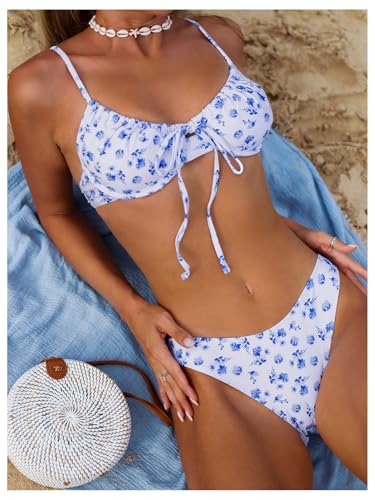 Milumia Women's 2 Piece Bikini Sets Ditsy Floral Swimsuit Tie Back Swimwear4