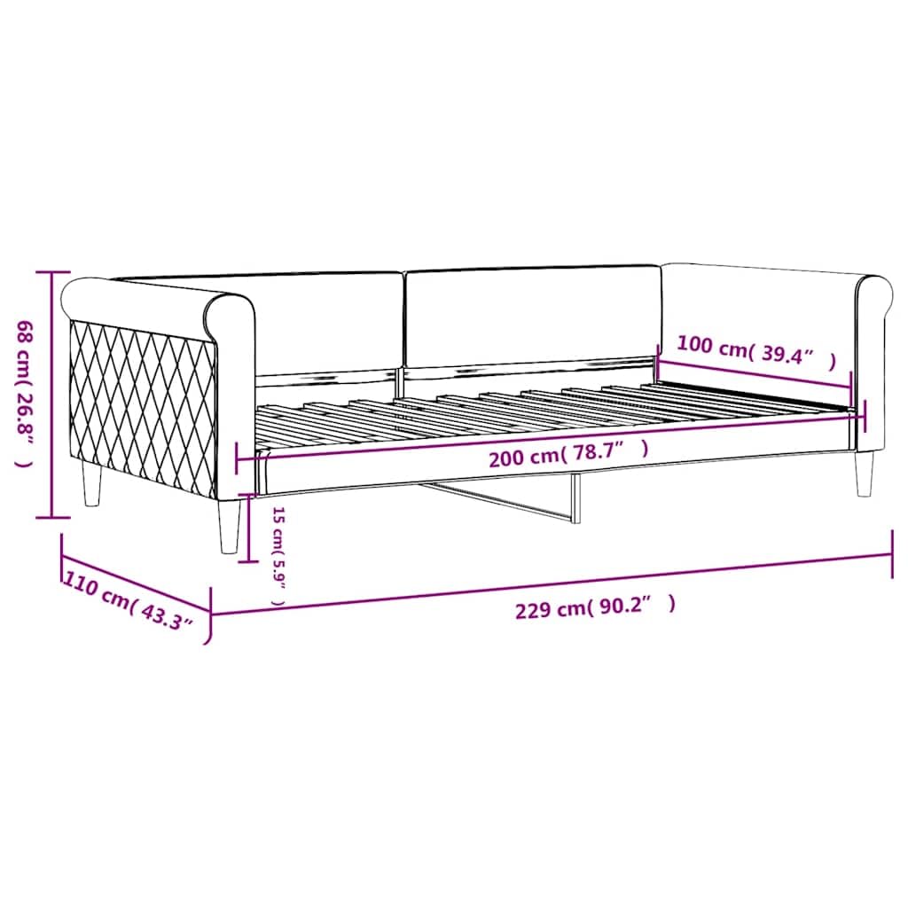 vidaXL Sofa z funkcją spania, ciemnozielona, 100x200 cm, aksamitna