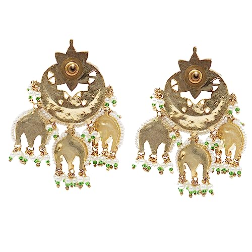 Auraa Trends 22KT Gold Plated Kundan Traditional Handcrafted Stones Red and green Earring Set For women and girls - Image 4