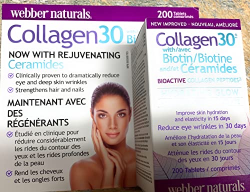 Webber Naturals Collagen30 With Biotin Tablets, 200 Count (Value Pack)