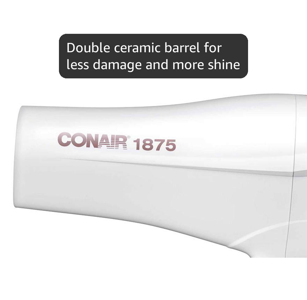 Conair Double Ceramic Hair Dryer | Blow Dryer with Ionic Conditioning | Includes Concentrator