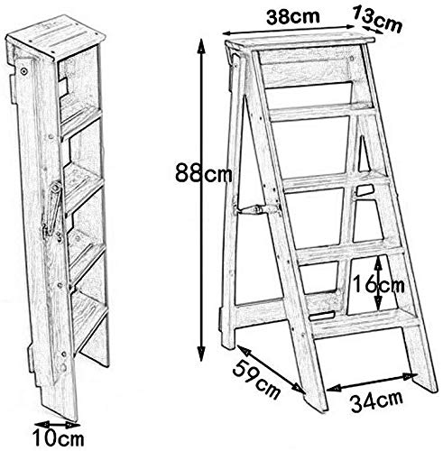 Taburete de escalera plegable en madera maciza negra para uso doméstico 3