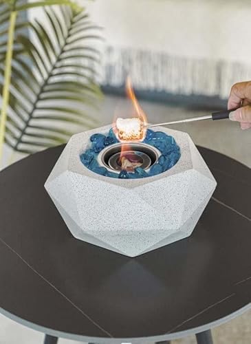 Fire Pit Table Top - Tabletop Firepit Indoor & Outdoors - Small Concrete Firepit Bowl - Camping Fireplace - Mini Firepits Flame - Fire Pits (White) #TOP5