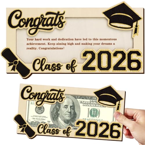 Graduation Gifts 2026 Money Holder for Her Him, Wooden Class of 2026 Graduation Cash Holder, Money Envelopes Box for Cash Gifts for College High School